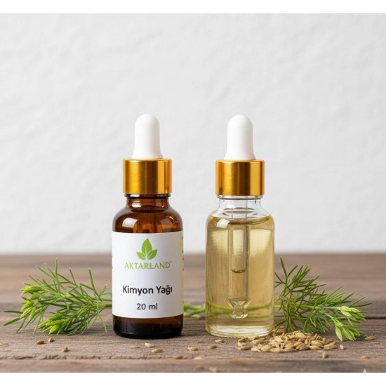 Saf Kimyon Yağı şişesi ve kimyon tohumları sindirim faydaları