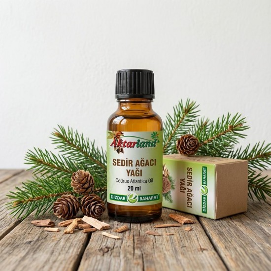 sedir ağacı yağı şişesi doğal aromaterapi şifası
